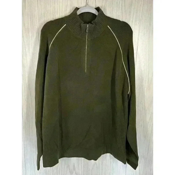 Horny Toad Men’s Large 1/4 Zip Pullover Green Heavyweight Outdoor Hiking Sweater - Picture 1 of 5